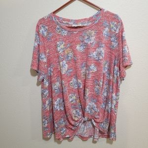 Studio B by Bobeau Red Blue White Short Sleeve Knit Top 3x